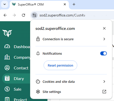 Fjern blokeringen af systemnotifikationer i Chrome -screenshot