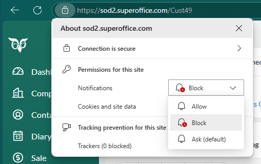 Fjern blokeringen af systemnotifikationer i Edge -screenshot