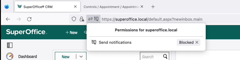 Fjern blokeringen af systemnotifikationer i Firefox -screenshot