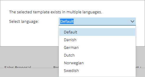 Mailing - Document mailing - Drop down contains all the languages for selected template -screenshot