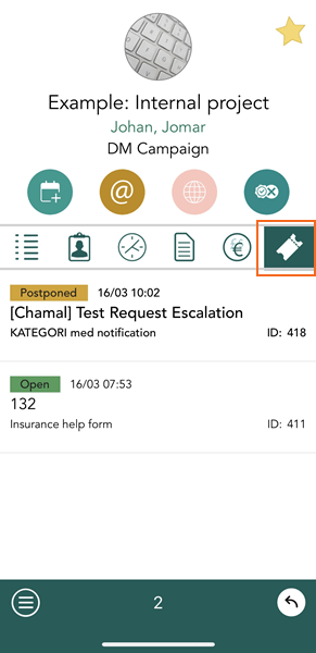 Request tab on the sale screen shows linked requests -app-screen